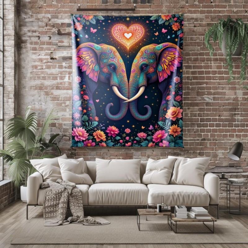 Starry Sky Whale Elephant Tapestry Bohemian Style Wall Hanging Aesthetic Bedroom Living Room Home Decor Wall Art Tapestry