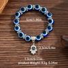Evil Eye Beaded Bracelet w/Hand Charm | Adjustable Boho Zircon, Blue Eyes Beaded Minimalist, Vintage Chic Everyday Wear