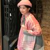 Pink Classic Checkered Scarf for Women Autumn and Winter Korean Style Scarf Shawl  Long  Warm and Thick