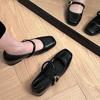 Sheepskin version~ genuine leather retro small man inner height increase shallow mouth single shoes women's French evening shoes Mary Jane small leath