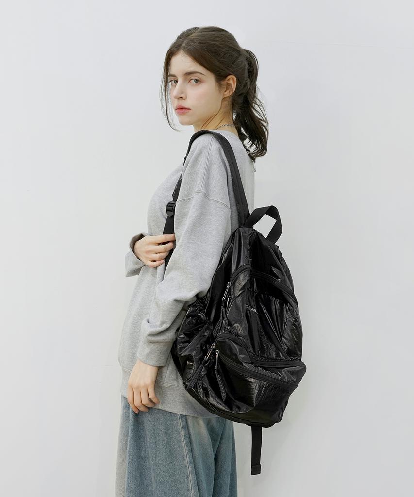 D.Lab Paul Glossy Backpack - Black + Free O-Ring Keyring