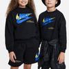 Nike Letter Logo Print Crew Neck Long Sleeve Sweatshirt Kids Tops Black DX5140-010