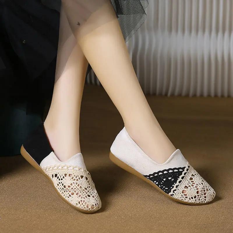 Fashion Ladies Footwear Slip-on Round Toe Non Korean Style Casual Stylish Quick Delivery Offer Cheap Liquidation 39 Women's Flat Shoes