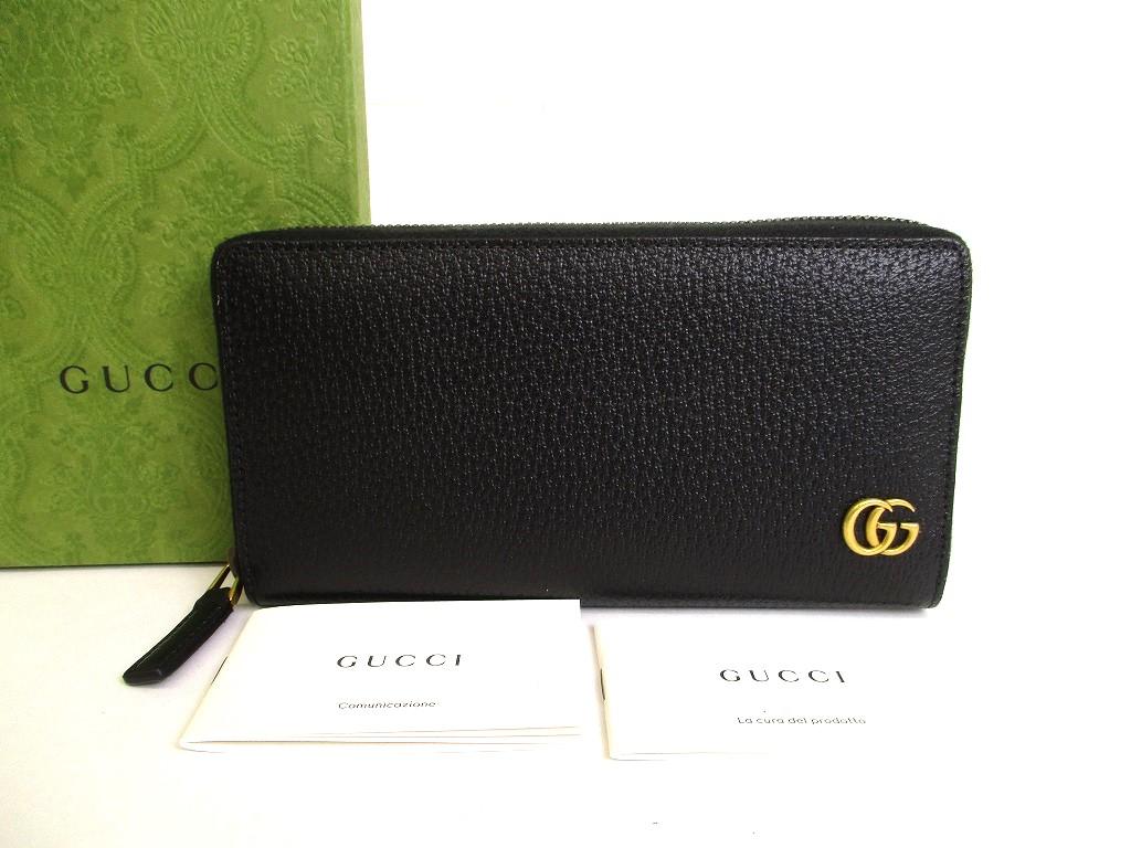 

Auth GUCCI Marmont GG Black Leather Round Zip Long Wallet #9800 Refurbished