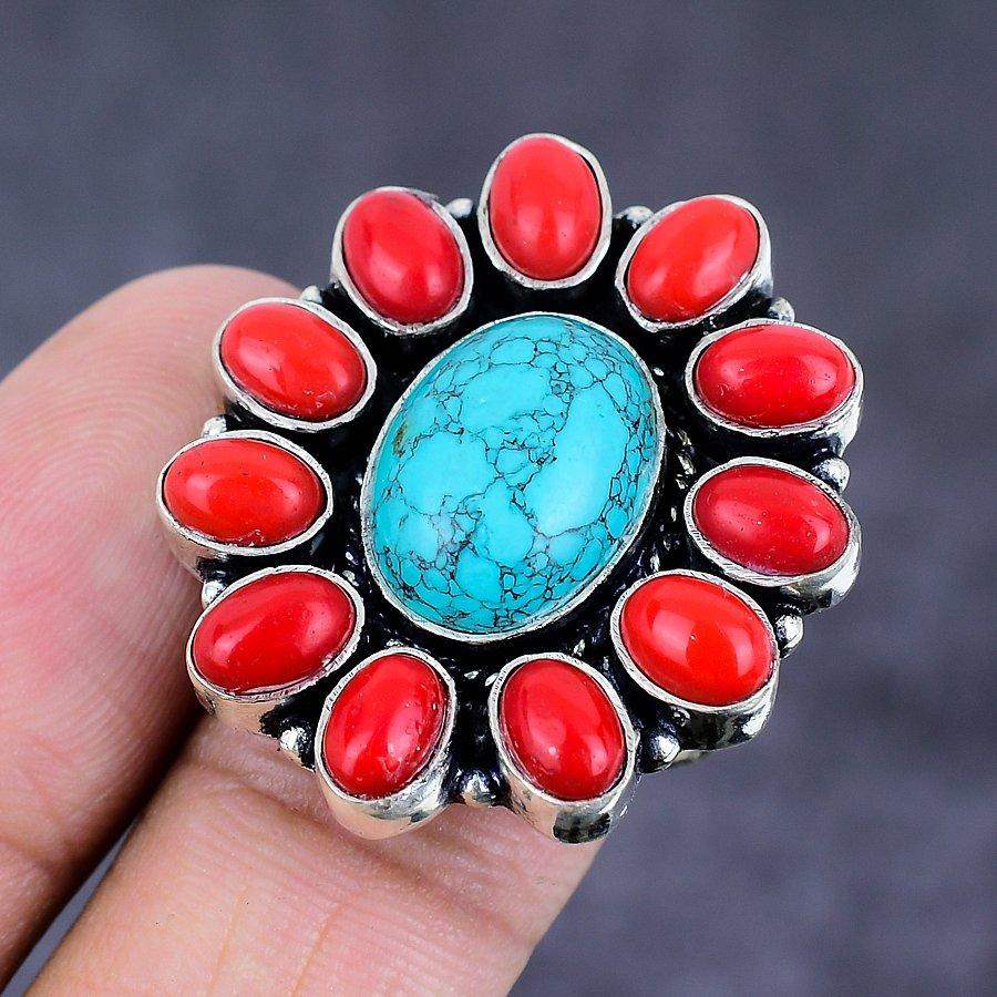 Santa Rosa Turquoise Gemstone 925 Sterling Silver Jewelry Ring Size 9