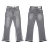 Mens High Street Graffiti Jeans Vintage Washed Slightly Flared Long Pants