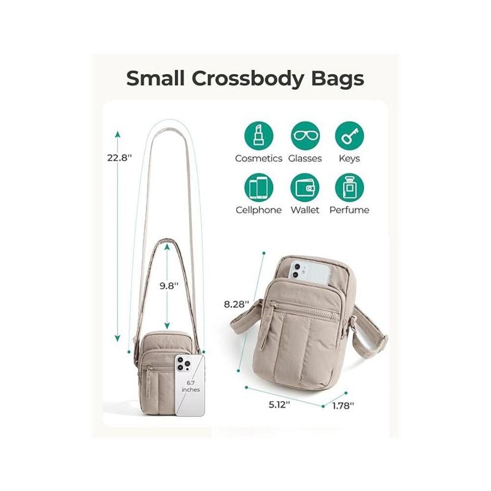 Fashion Nylon Phone Bag Lightweight Square Shoulder Bag Large Capacity Multi-pocket Travel Wallet for Women