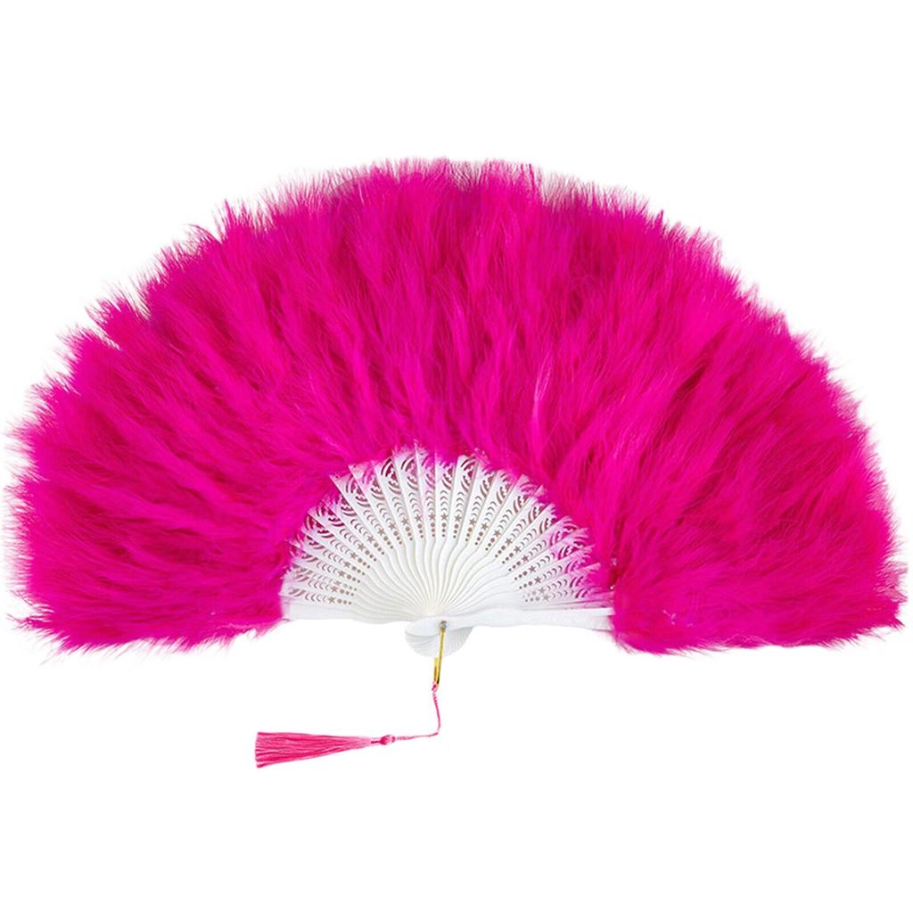 Classical Folding Feathered Fan for Women Suitable for Dance Costumes Holiday and Carnival Parties Photoshoots Decors