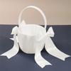 A84E-2er-Pack Weißer Blumenmädchenkorb Hochzeitskorb Für Blumenmädchen Niedlicher Satin-Blumenmädchenkorb