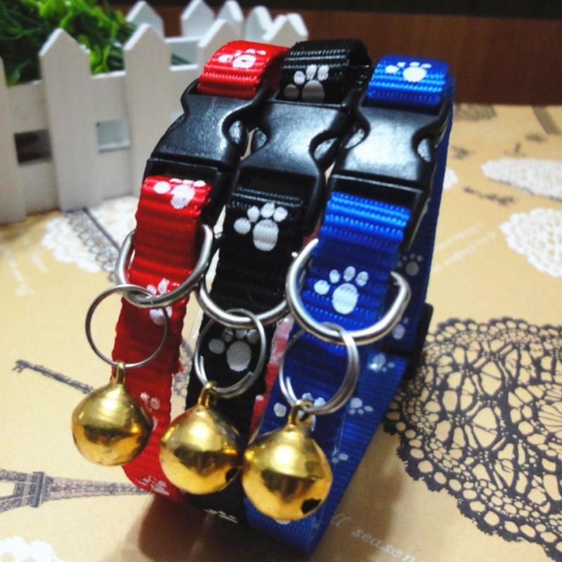Lovely Small Footprint with Bell Pet Collar Nylon Fabric Kitten Dog Puppy