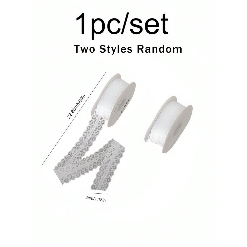 1 szt. 3 cm * 22 m biała wstążka koronkowa, odpowiednia do pakowania bukietów, dekoracji ciast, ręcznie robionych kokard na prezenty DIY, opakowań na prezenty urodzinowe