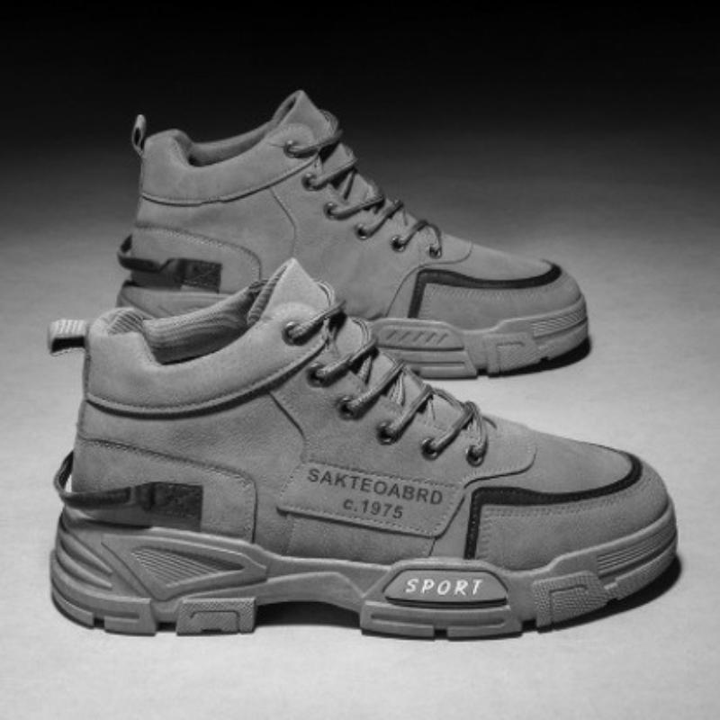 Autumn Men Shoes High-Top Martin Boots Men's Round Toe Retro Student Boots Breathable Men's Trendy Boots Casual And Fashionable