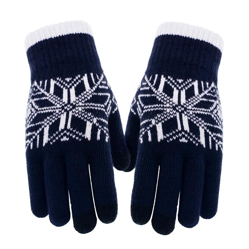 Snowflake Christmas Gloves Finger Touch Screen Gloves Knitted Gloves Warm Gloves Outdoor Cycling Gloves