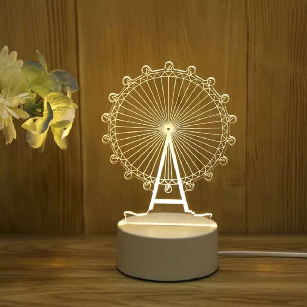 3D Acrylic USB Night Light String Christmas New Year Home Decoration Children's Gift Holiday Warm Smart Lamp Bedside