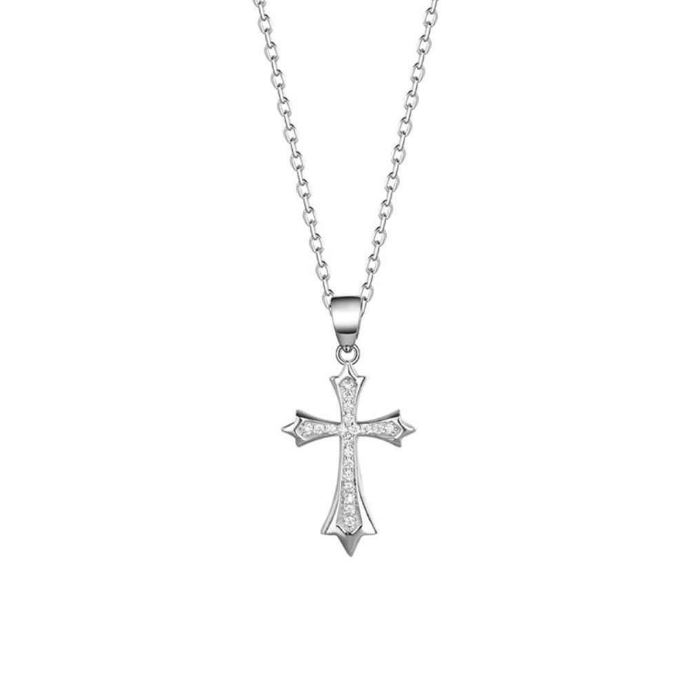 S925 Sterling Silver Cross Pendant Necklace for Women Elegant Minimalist Collarbone Chain