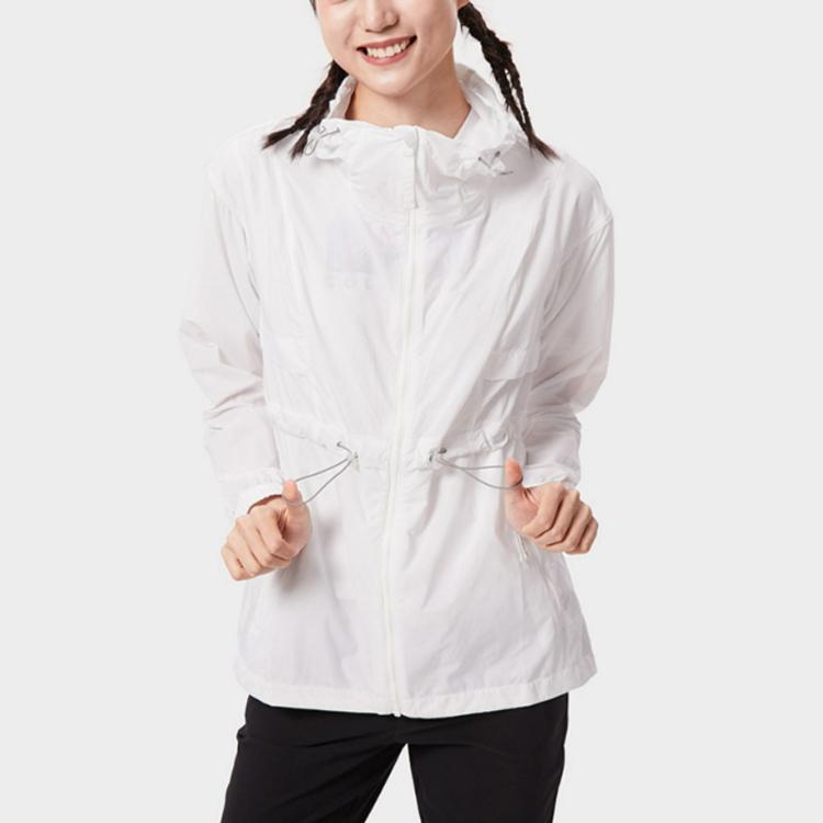 Columbia Solid Color Outdoor Long Sleeve Waist Cinched Hooded Breathable Sun Protection Jacket Women Jackets White WR0363-100