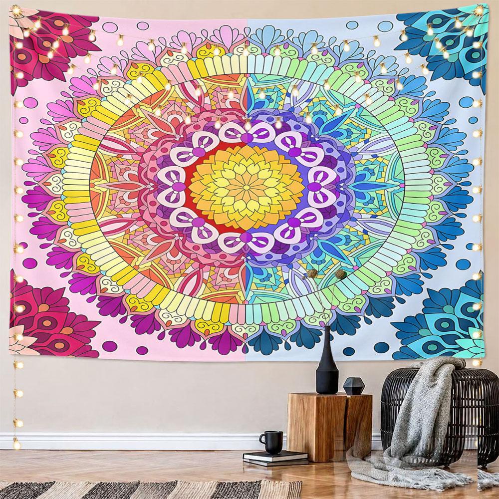 Colorful Mandala Pattern Pattern Wall Hanging Tapestry Decorative Tapestry Home Decor for Bedroom and Living Room