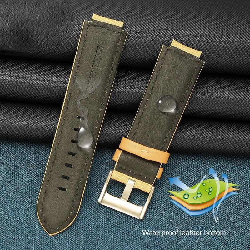 Sports canvas Watchband cowhide bottom For TIMEX T2N720 T2N721 TW2R55500 24*16mm Army green brown Men's Watch Strap Bracelet