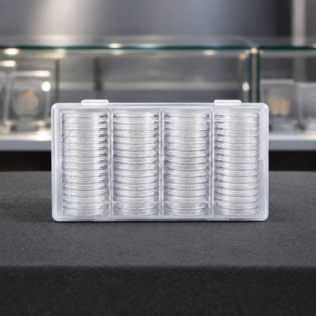 60 Pieces Coin Holder Capsule with Storage Case Compartmentalized Collectible