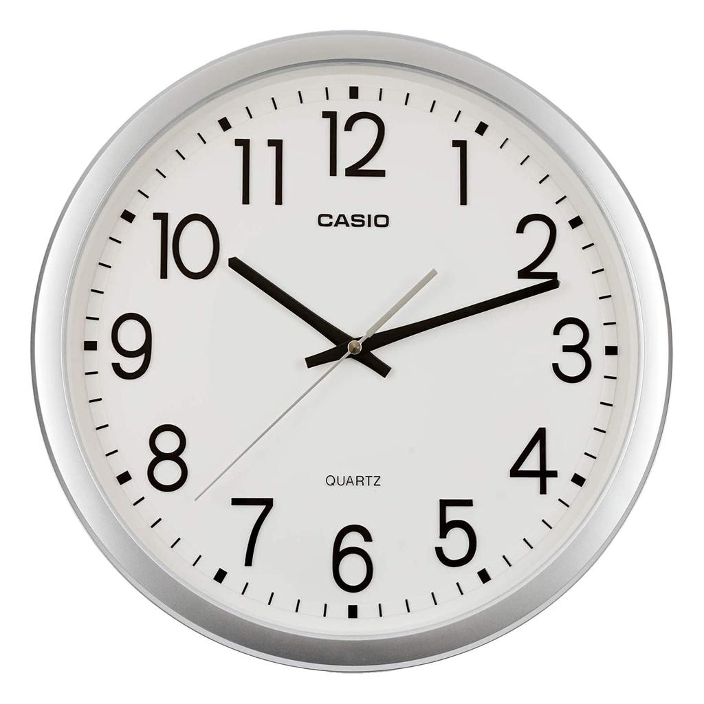 Casio Wall Clock Silver Analog Standard Silent Continuous Second Hand IQ-77-8JF