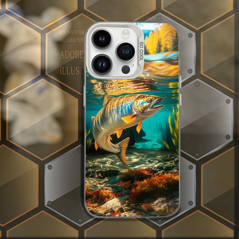 

Trout Fish Fishing Phone Case For iPhone 17,16,15,14,13,12,11,Mini,Pro,E,MAX White Candy Matte Shockproof Cover iPhoneXR