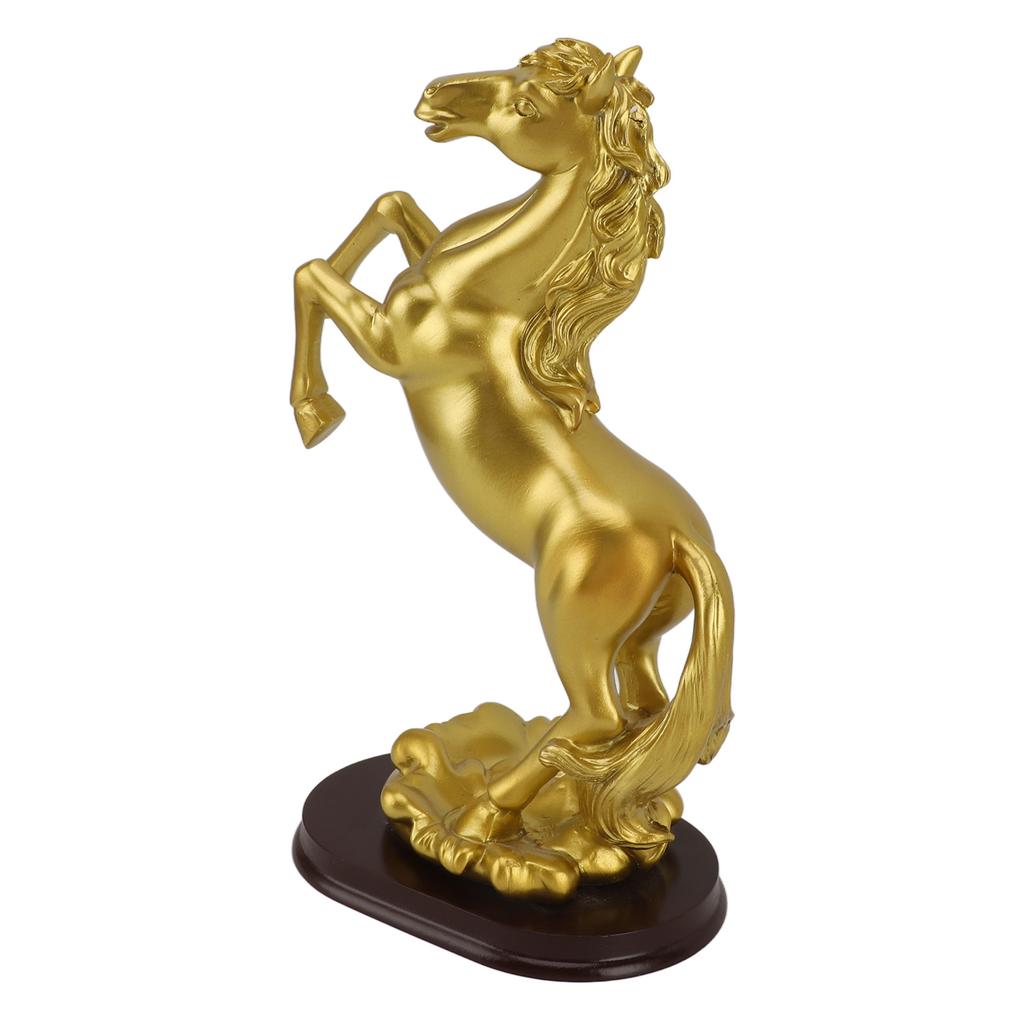 Pferdestatue Gold Synthetisches Harz Einzigartige Pferdekunstfigur für Weinschrank Büro Springendes Pferd