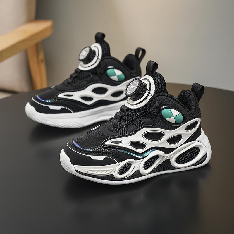 Children's basketball shoes boys 2025 spring and autumn new non-slip and wear-resistant professional training boys leather waterproof sports shoes