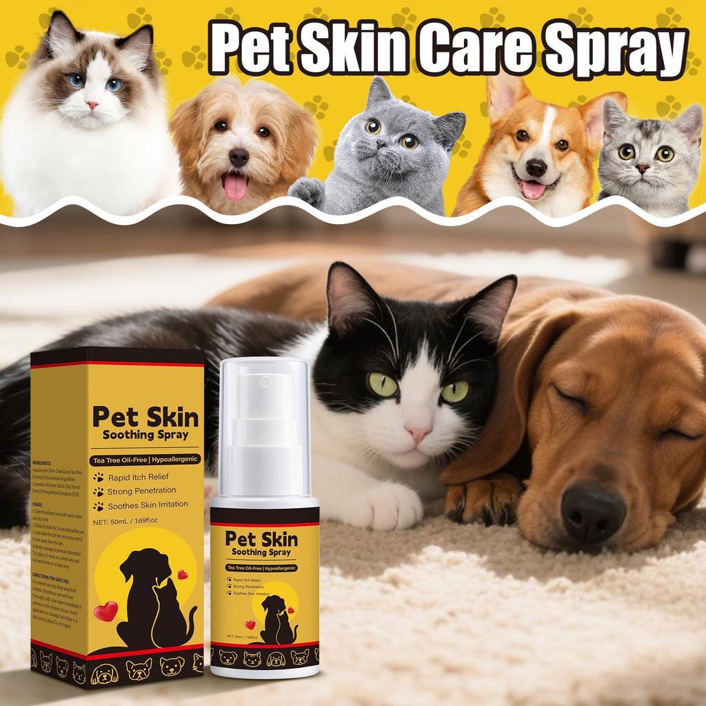 Pet Skin Spray Dog & Cat Skin Care Spray, Soothing & Spray Softening Anti-Itch Cleansing Skin, Nourishing Soothing Spray