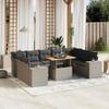 10 Piece Garden Sofa Set with Cushions Grey Poly Rattan