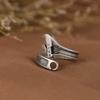 Heavy Duty Spanner Finger Ring Silver Plated Biker Jewelry Wrench-Shaped Open Ring  Boys Girls