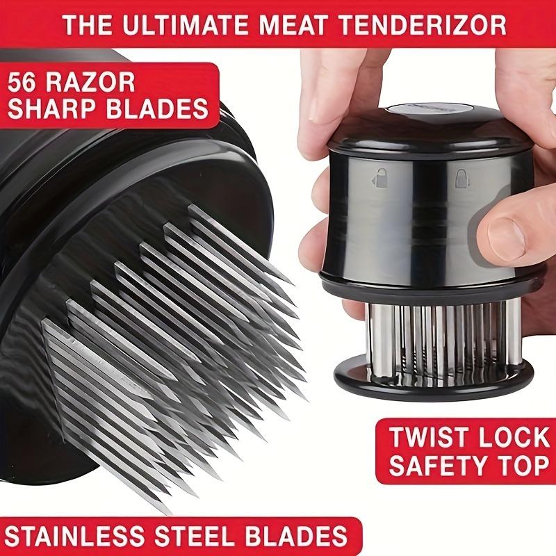 56 Needle Stainless Steel Meat Tenderizer , Heavy Duty Black Plastic Handle for Steak, Beef, Fish, Poultry ,Breaks Down Muscle Fibers