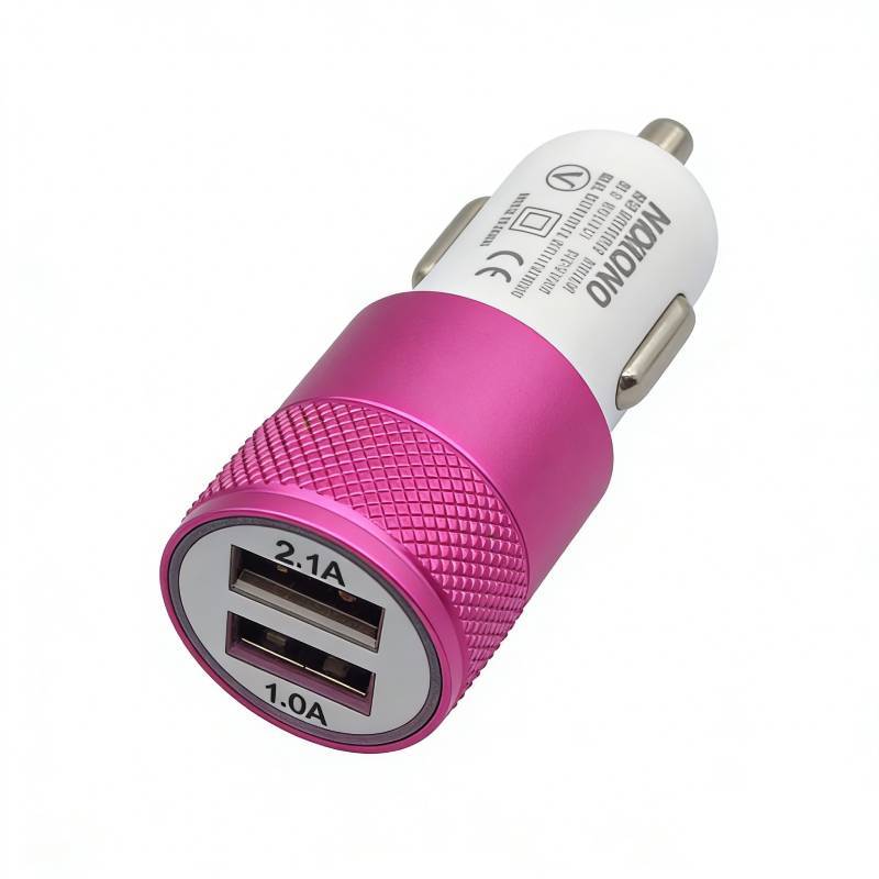 

Car Charger Dual Usb Aluminum Alloy Fast Charging With Multidevice Power Adapter For Vehicles рожевий