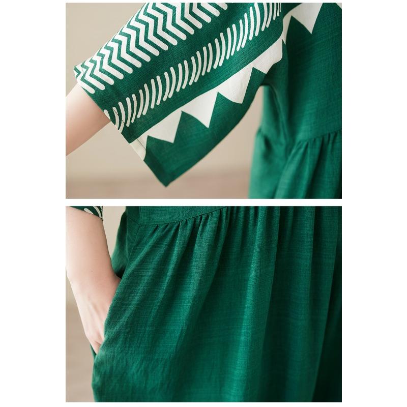 DIMANAF New 2025 Summer Women Plus Size Dress Printing Loose Elegant Basic Casual Long Dress Vintage Maxi