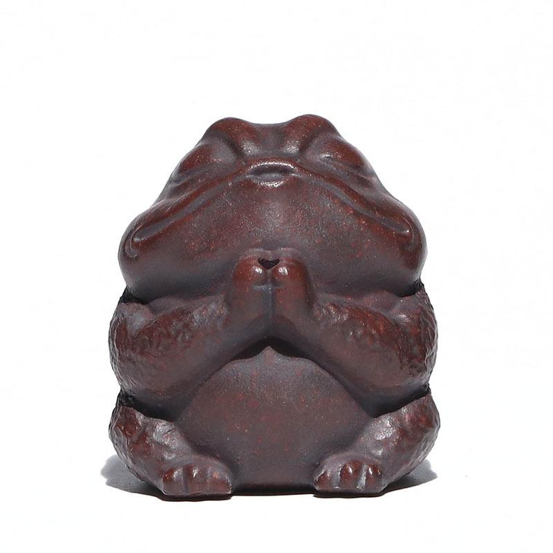 Purple Clay Mini Gold Toad Pixiu Tea Pet Incense Holder Nurturable Zen Home Decor Fortune Symbol Tea Accessory Gift