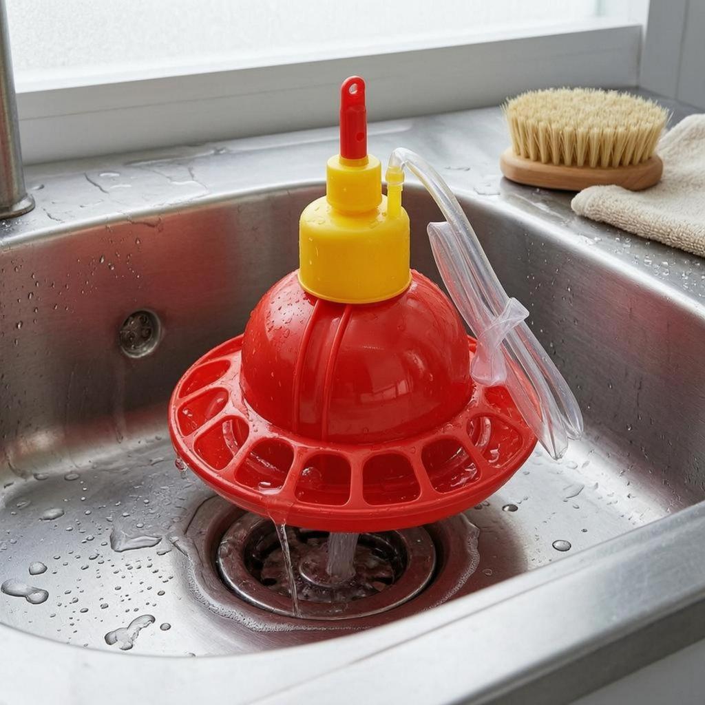 Avian Waterer Multiple Drinking Openings Drinker Red and Yellow Chicken for Chicks
