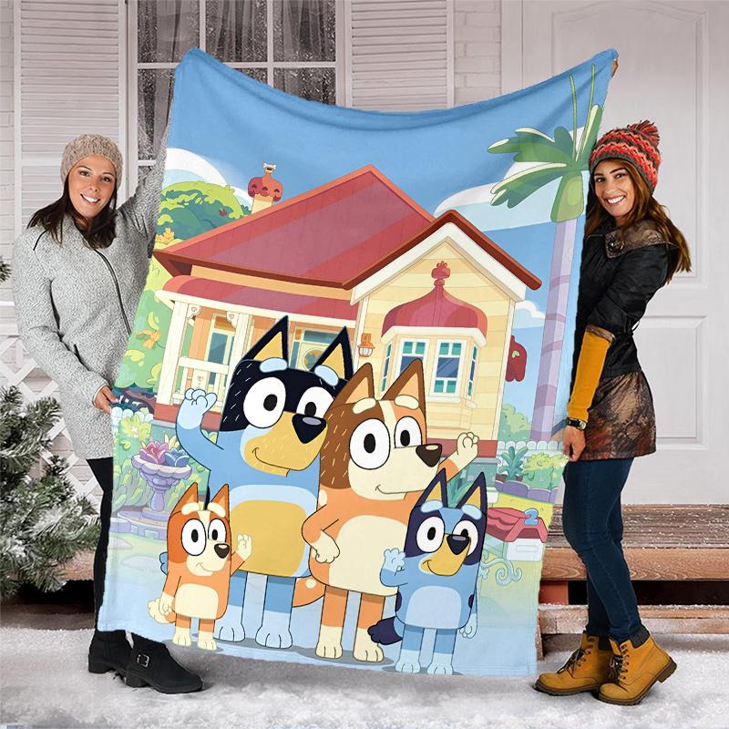 Bluey Theme Printed Blanket Perfect For Couch Bed Travel Outdoor Use Machine Washable Cozy Durable