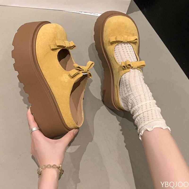 Versatile bow women's spring summer new style thick sole height increase simple comfortable daily casual women's shoes