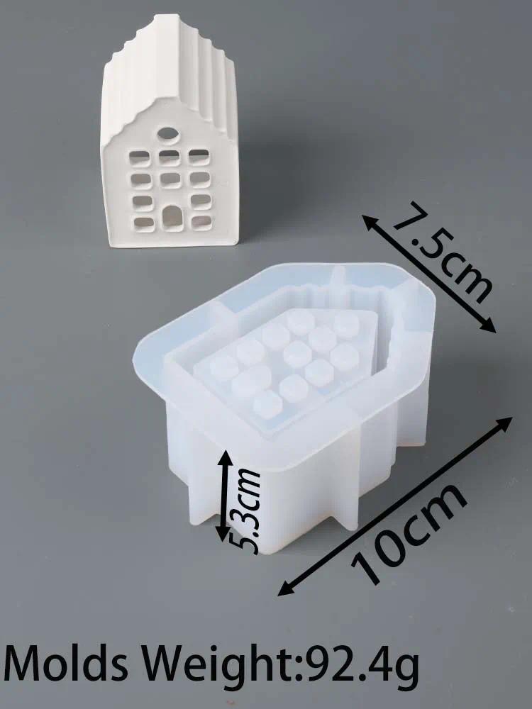 European Style Ambient Light House Silicone Mold Concrete Houses Crafts Casting Molds DIY Candle Holder Plaster Mould Home Decor