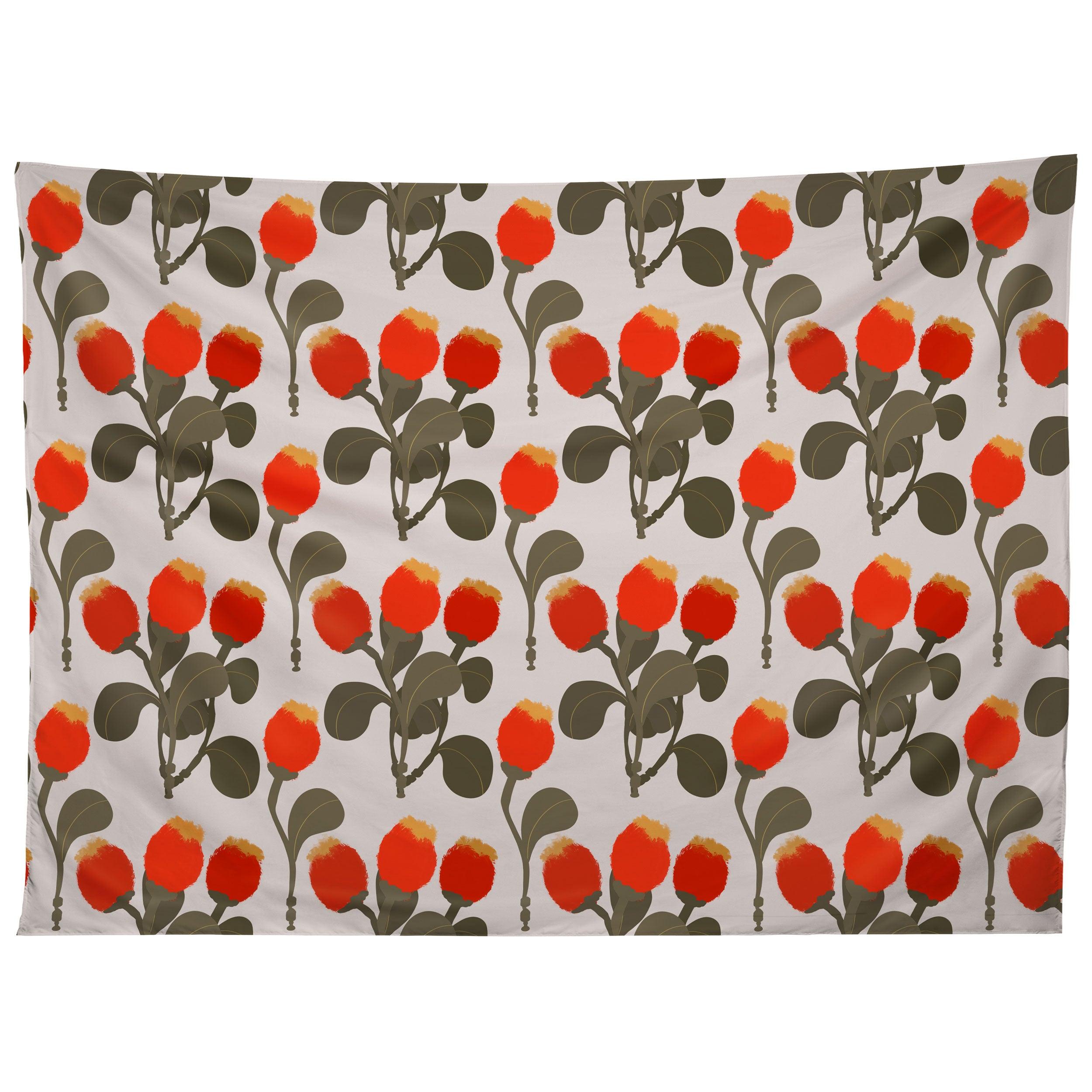 RED WILDFLOWERS tapestry 75x100