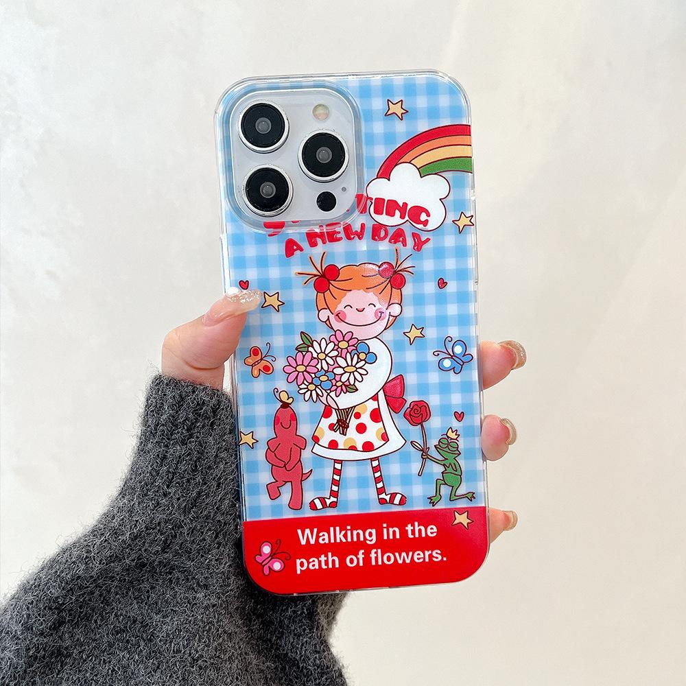 

Cute Girl White IMD Mobile Phone Case Suitable for Apple 16promax Anti-fall IPhone 15 Protective Case for Women 14 Apple 16PLUS