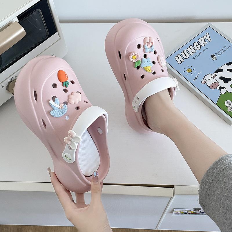 Thick-soled EVA  women's summer outer wear muffin bottom bag head half drag non-slip fashion heightening beach cool slippers