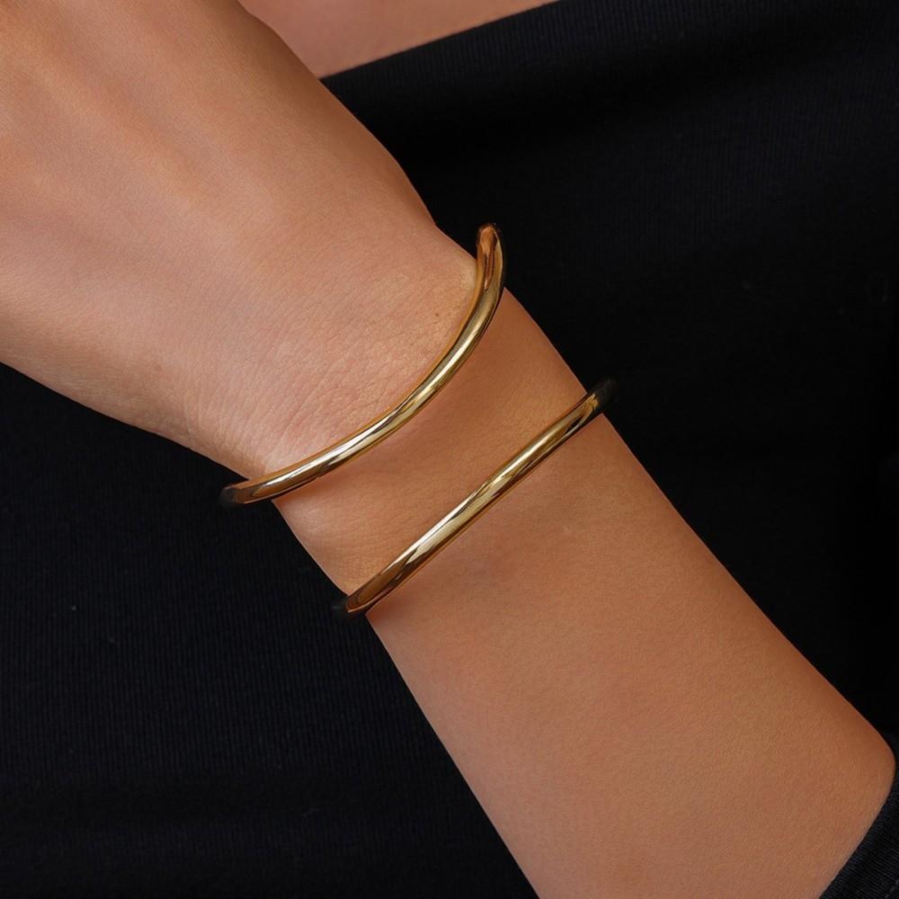 Double-layer Metal Cuff Bangles Europe American Style Exaggerated Bracelet  Decoration