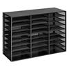 Literature Organizer, 27 Compartments Metal Office Mailbox with Detachable Wire Mesh, Mailbox Sorter with Wooden Top, Countertop Office Home Storage
