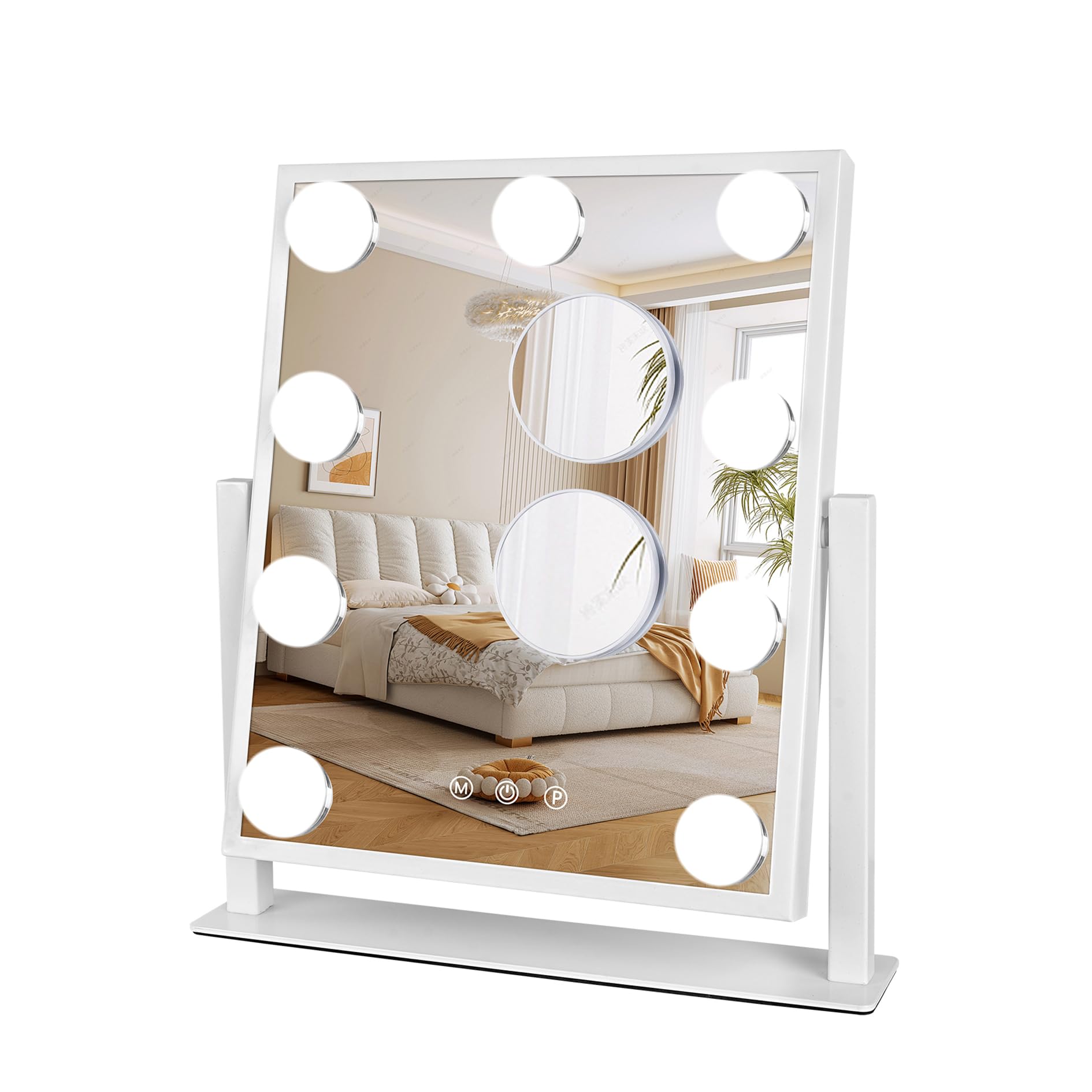 

VOOCYE Актриса Настольный Осветитель 4 Цвета Освещения USB Бесступенчатая Память 10x и 5x 9 Светодиодных Ламп Идеально для Нанесения Макияжа или Светодиодное Зеркало для Макияжа, Зеркало, Режимы, белый