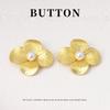 5pcs Gold Flower Pearl Metal Button Coat Sweater Flower Button Windbreaker Fur Jacket Large Button