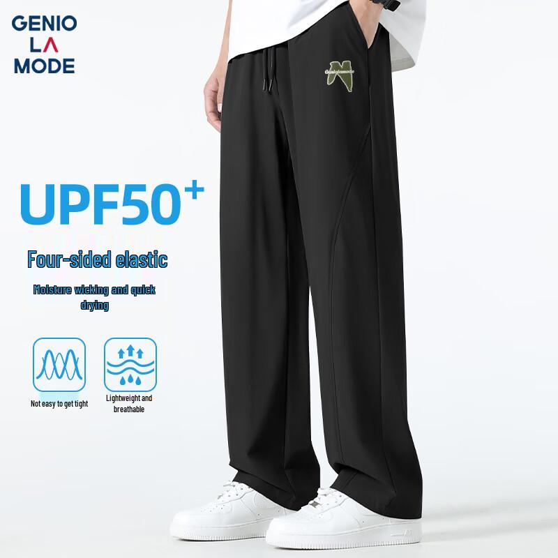 GENIOLAMODE Men's Summer Quick-Dry Straight-Leg Casual Pants with Print