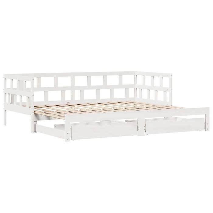 VidaXL Daybed and Trundle Bed and Drawers 90x200 Cm Solid Pine Wood, Sofa Bed, Guest Bed, Wooden Daybed, Bed 3302202