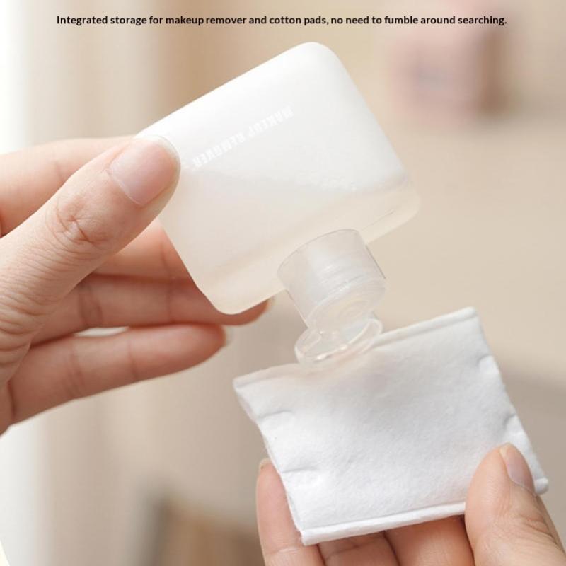 1 Set Travel Makeup Remover Case Leak Proof Integrated Storage Box For Cotton Pads And Remover Liquid Outdoor Cosmetic Container