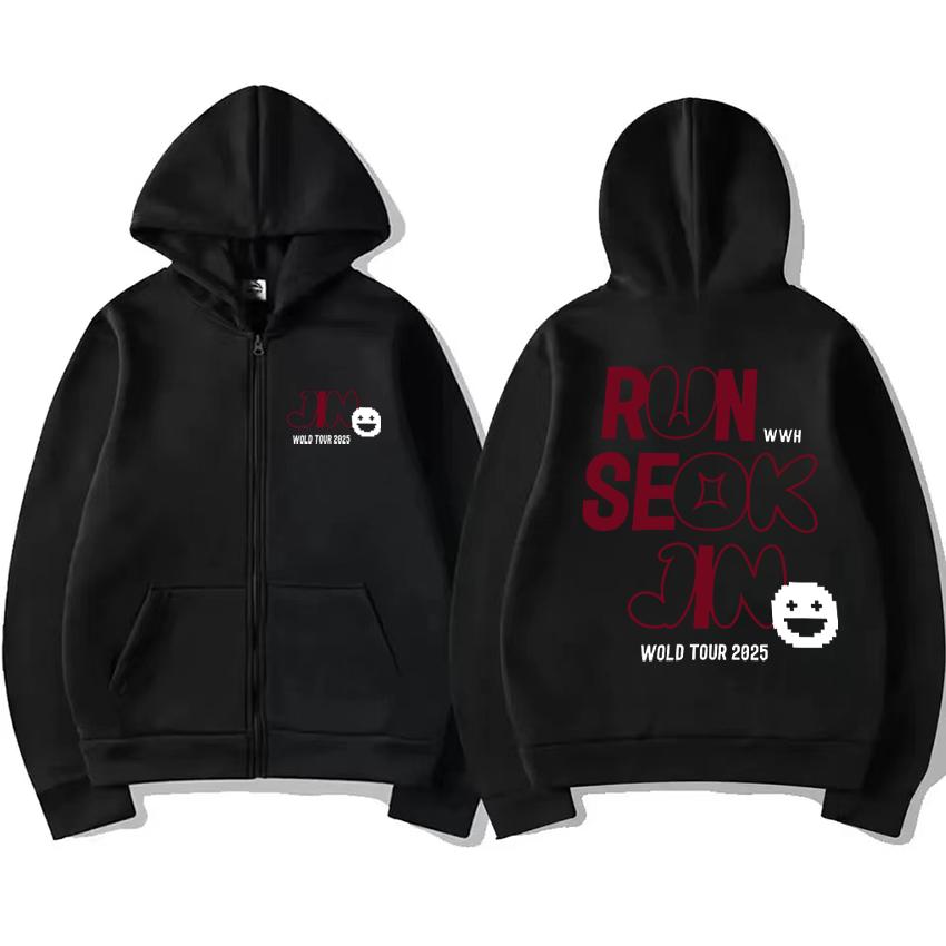 Jin Runseokjin World Tour Hoodie Men Women NEW Vintage Coat Fleece Casual Zip Up Jacket Autumn Winter Oversized Sweatshirts