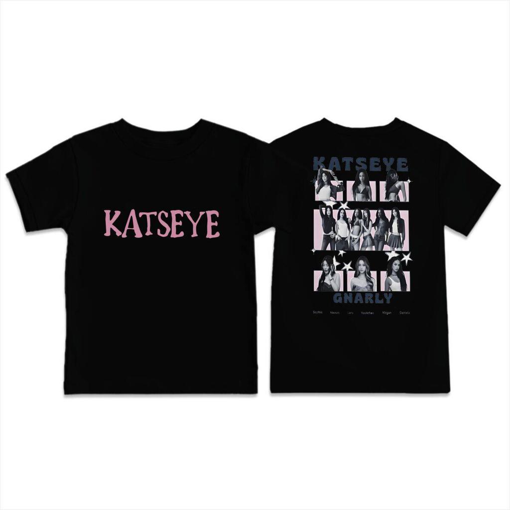 KATSEYE Trendy Girls Printed Childrens Roundneck Shortsleeved Tshirt for Summer Loose and Comfortable Casual Wear